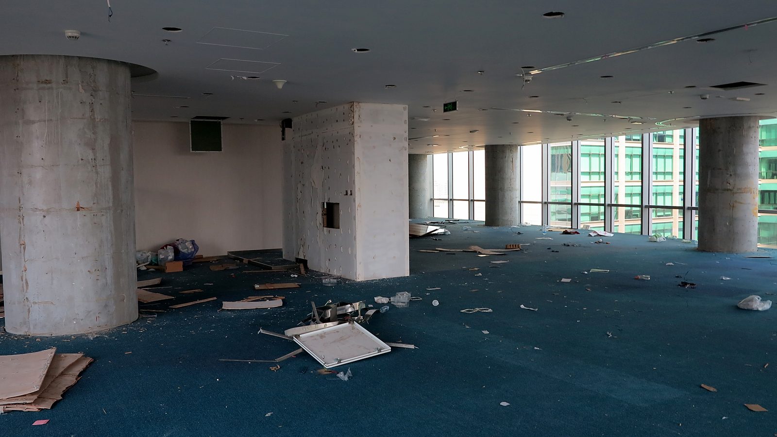 Bare columns and a cleared floor plate