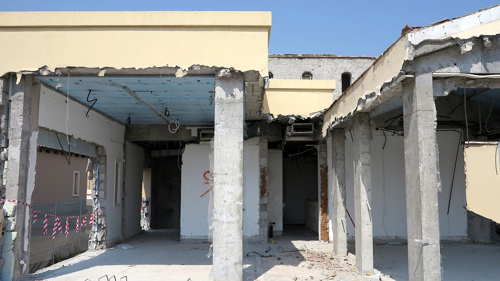 Walls opened up to the structure